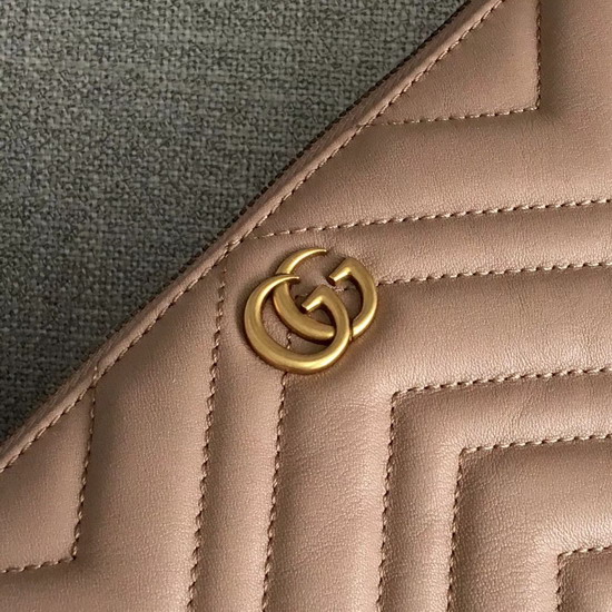 Gucci GG Marmont Messenger Bag in Light Pink Matelasse Leather