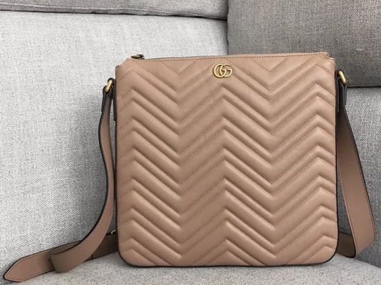 Gucci GG Marmont Messenger Bag in Light Pink Matelasse Leather