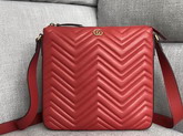 Gucci GG Marmont Messenger Bag in Red Matelasse Leather