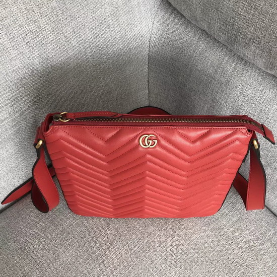 Gucci GG Marmont Messenger Bag in Red Matelasse Leather