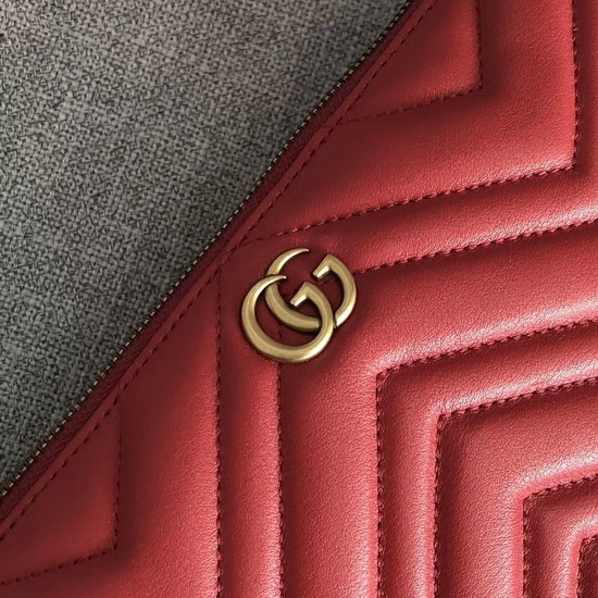 Gucci GG Marmont Messenger Bag in Red Matelasse Leather