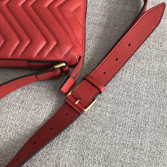 Gucci GG Marmont Messenger Bag in Red Matelasse Leather