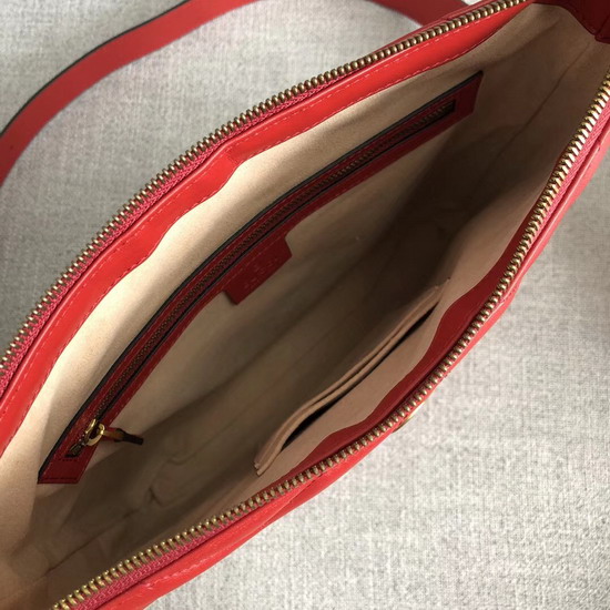 Gucci GG Marmont Messenger Bag in Red Matelasse Leather