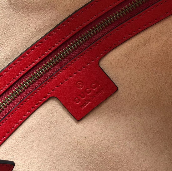 Gucci GG Marmont Messenger Bag in Red Matelasse Leather