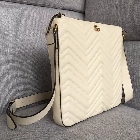 Gucci GG Marmont Messenger Bag in White Matelasse Leather