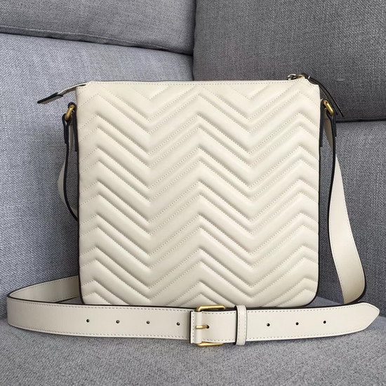 Gucci GG Marmont Messenger Bag in White Matelasse Leather