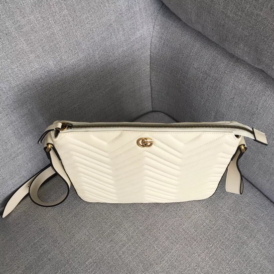 Gucci GG Marmont Messenger Bag in White Matelasse Leather