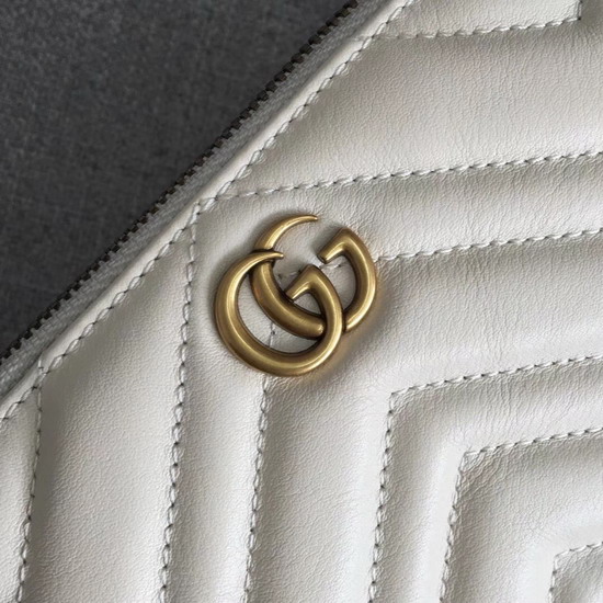 Gucci GG Marmont Messenger Bag in White Matelasse Leather