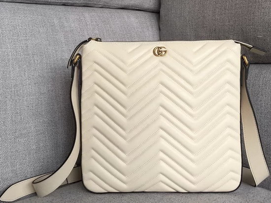 Gucci GG Marmont Messenger Bag in White Matelasse Leather