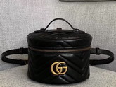 Gucci GG Marmont Mini Backpack in Black Matelasse Chevron Leather with a Heart on The Back 598594