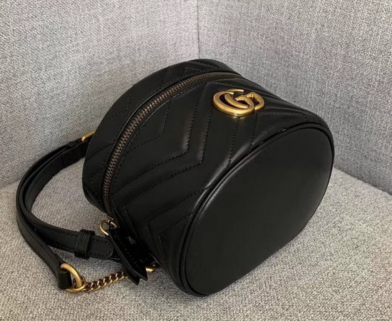 Gucci GG Marmont Mini Backpack in Black Matelasse Chevron Leather with a Heart on The Back 598594