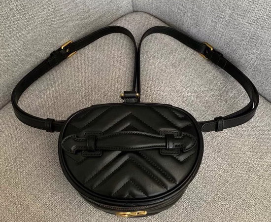 Gucci GG Marmont Mini Backpack in Black Matelasse Chevron Leather with a Heart on The Back 598594