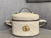 Gucci GG Marmont Mini Backpack in White Matelasse Chevron Leather with a Heart on The Back 598594