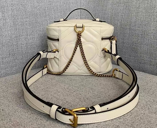 Gucci GG Marmont Mini Backpack in White Matelasse Chevron Leather with a Heart on The Back 598594