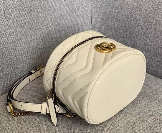 Gucci GG Marmont Mini Backpack in White Matelasse Chevron Leather with a Heart on The Back 598594