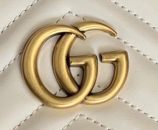 Gucci GG Marmont Mini Backpack in White Matelasse Chevron Leather with a Heart on The Back 598594