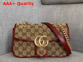 Gucci GG Marmont Mini Bag Beige Ebony Original GG Canvas and Red Leather Trim 446744 Replica