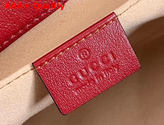 Gucci GG Marmont Mini Bag Beige Ebony Original GG Canvas and Red Leather Trim 446744 Replica