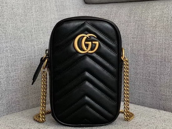 Gucci GG Marmont Mini Bag in Black Leather 598597