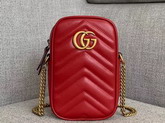 Gucci GG Marmont Mini Bag in Hibiscus Red Leather 598597