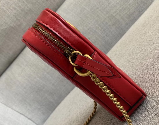 Gucci GG Marmont Mini Bag in Hibiscus Red Leather 598597