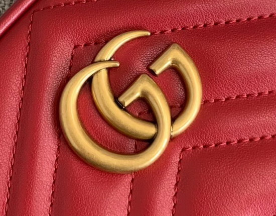 Gucci GG Marmont Mini Bag in Hibiscus Red Leather 598597