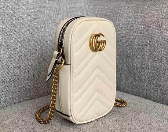 Gucci GG Marmont Mini Bag in White Leather 598597