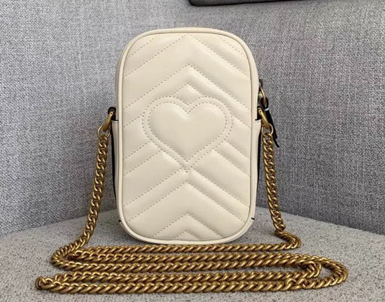 Gucci GG Marmont Mini Bag in White Leather 598597