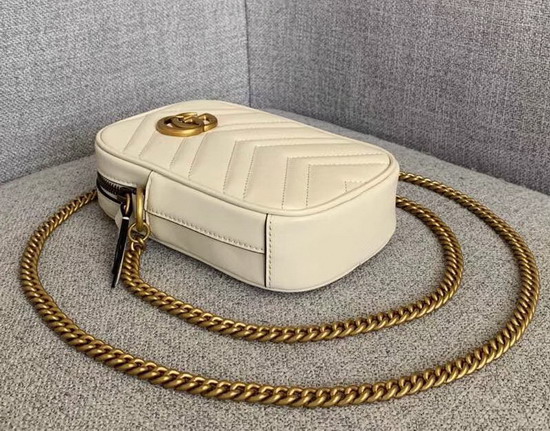 Gucci GG Marmont Mini Bag in White Leather 598597