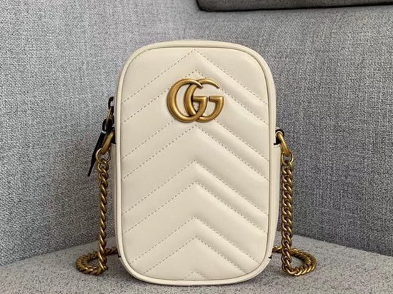 Gucci GG Marmont Mini Bag in White Leather 598597