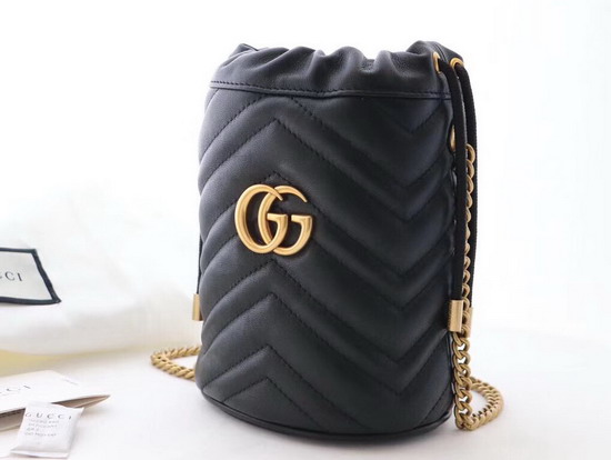 Gucci GG Marmont Mini Bucket Bag Black Leather 575163