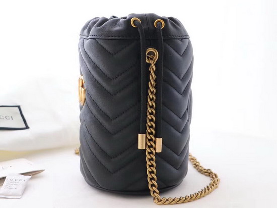 Gucci GG Marmont Mini Bucket Bag Black Leather 575163