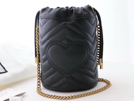 Gucci GG Marmont Mini Bucket Bag Black Leather 575163