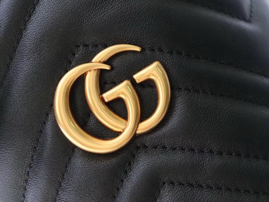 Gucci GG Marmont Mini Bucket Bag Black Leather 575163