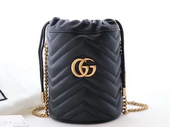 Gucci GG Marmont Mini Bucket Bag Black Leather 575163