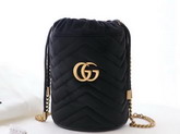 Gucci GG Marmont Mini Bucket Bag Black Velvet 575163