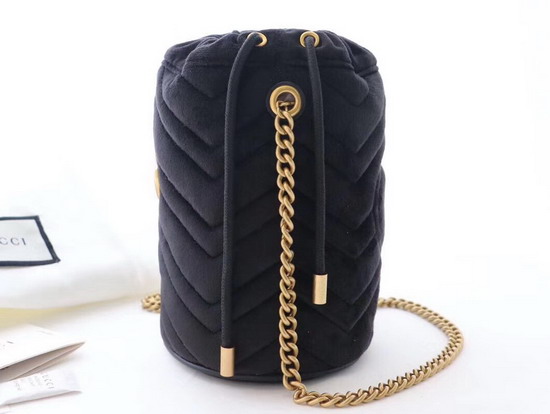 Gucci GG Marmont Mini Bucket Bag Black Velvet 575163