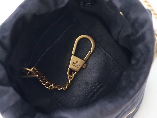 Gucci GG Marmont Mini Bucket Bag Black Velvet 575163