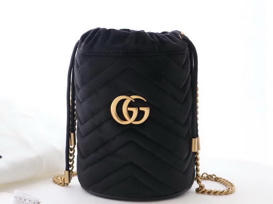 Gucci GG Marmont Mini Bucket Bag Black Velvet 575163