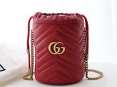 Gucci GG Marmont Mini Bucket Bag Hibiscus Red Leather 575163