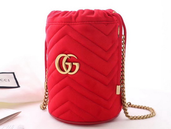 Gucci GG Marmont Mini Bucket Bag Red Velvet 575163