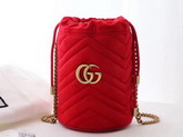 Gucci GG Marmont Mini Bucket Bag Red Velvet 575163