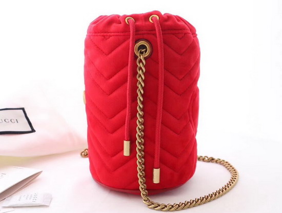 Gucci GG Marmont Mini Bucket Bag Red Velvet 575163