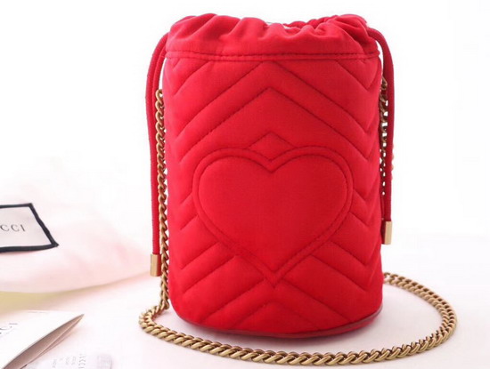 Gucci GG Marmont Mini Bucket Bag Red Velvet 575163