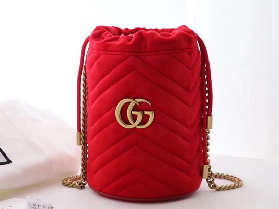 Gucci GG Marmont Mini Bucket Bag Red Velvet 575163