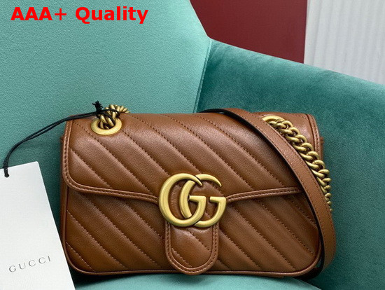 Gucci GG Marmont Mini Matelasse Shoulder Bag Brown Diagonal Matelasse Leather 446744 Replica