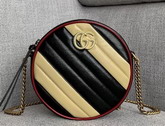 Gucci GG Marmont Mini Round Shoulder Bag Beige and Black Leather 550154