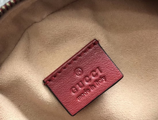 Gucci GG Marmont Mini Round Shoulder Bag Hibiscus Red Matelasse Chevron Leather with Heart