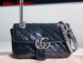 Gucci GG Marmont Mini Sequin Shoulder Bag Black Silk 446744 Replica