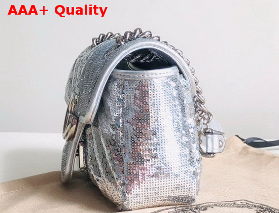 Gucci GG Marmont Mini Sequin Shoulder Bag Silver Silk 446744 Replica